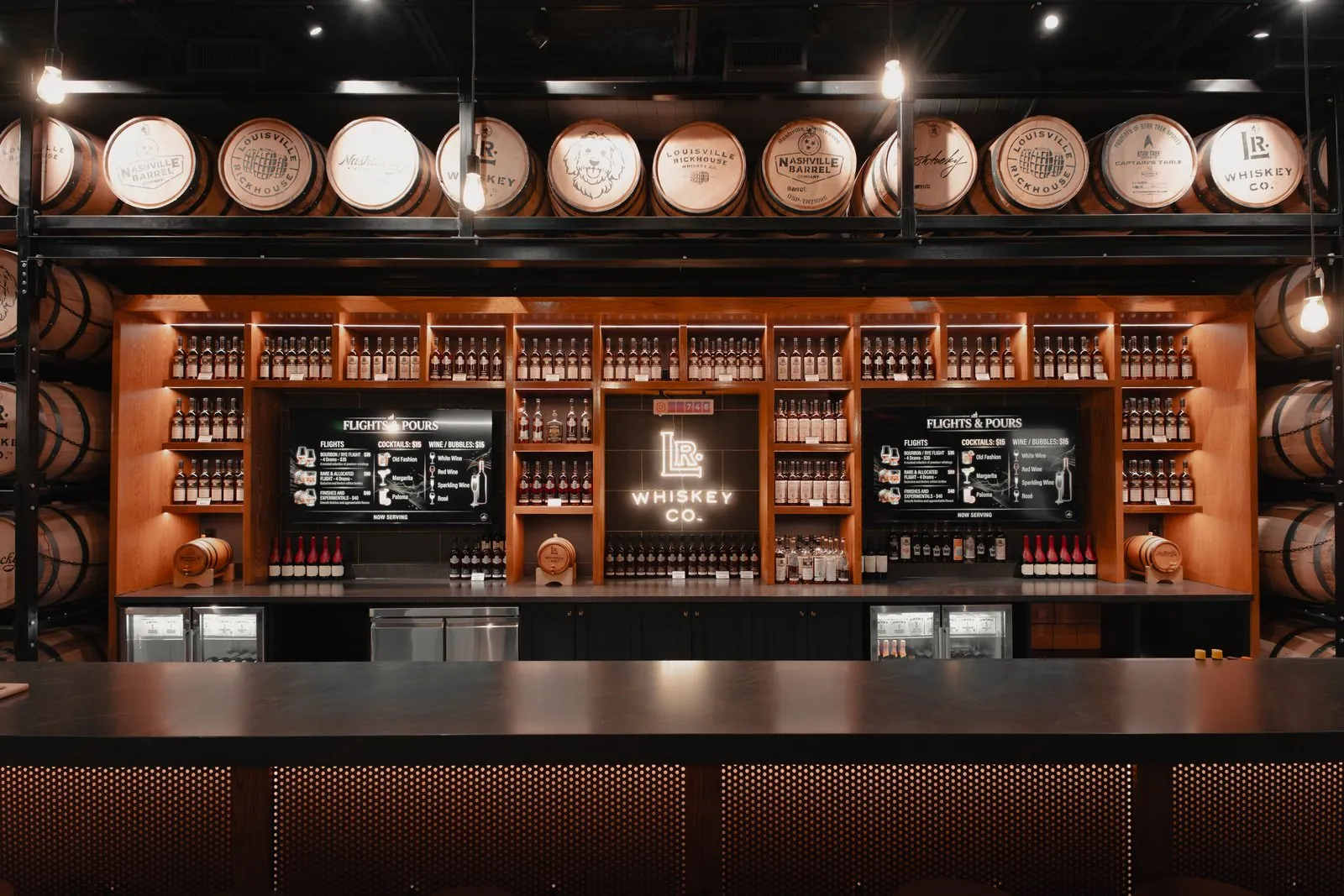 Flights at the bar inside Louisville Rickhouse in NuLu