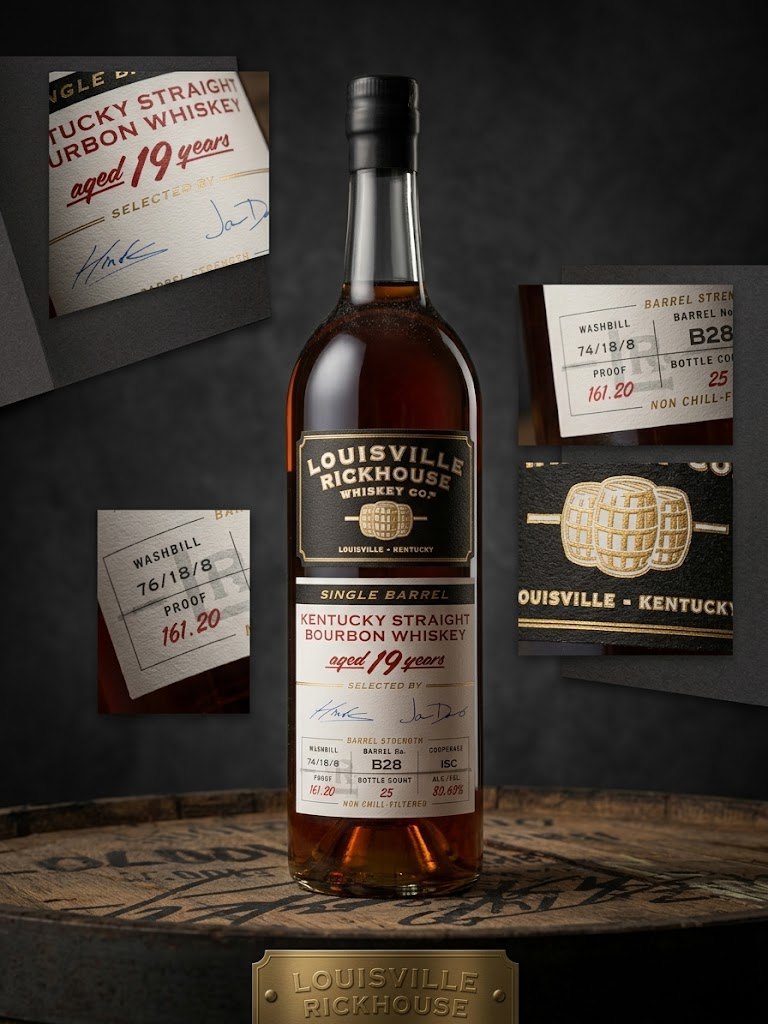 Louisville Rickhouse 19-Year Single Barrel Kentucky Straight Bourbon Whiskey, 161.2 proof, non chill-filtered
