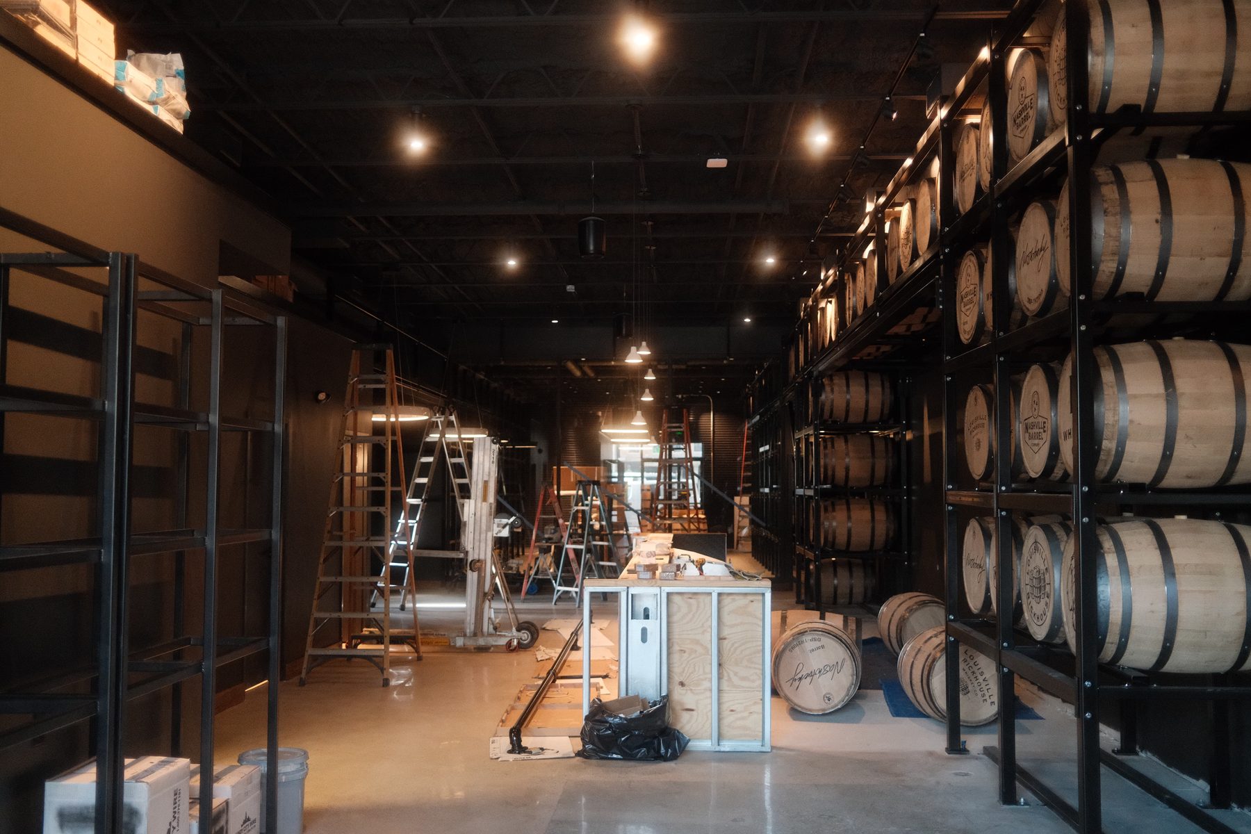 Louisville Rickhouse tasting room build-out in progress in NuLu, Louisville KY
