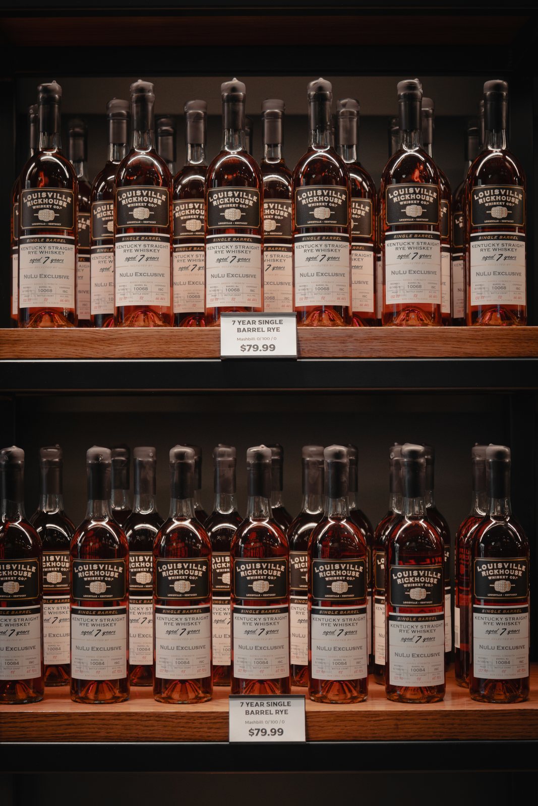7-Year Single Barrel Rye on the shop shelf
