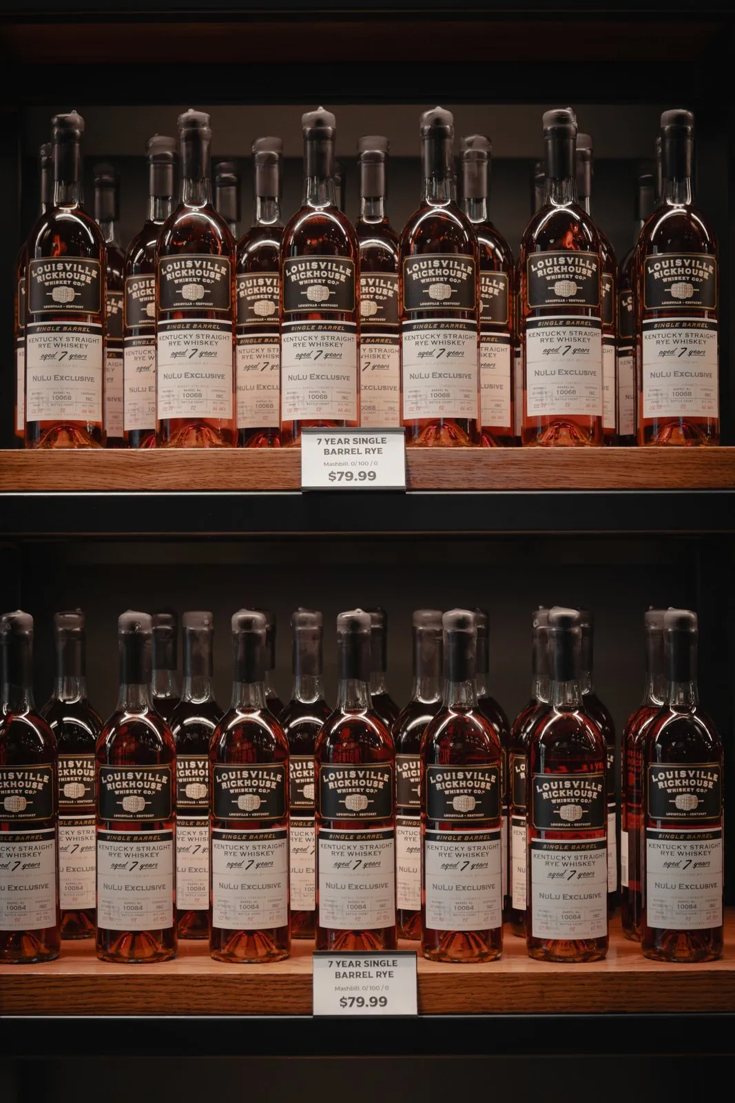 7-Year Single Barrel Rye on the shop shelf