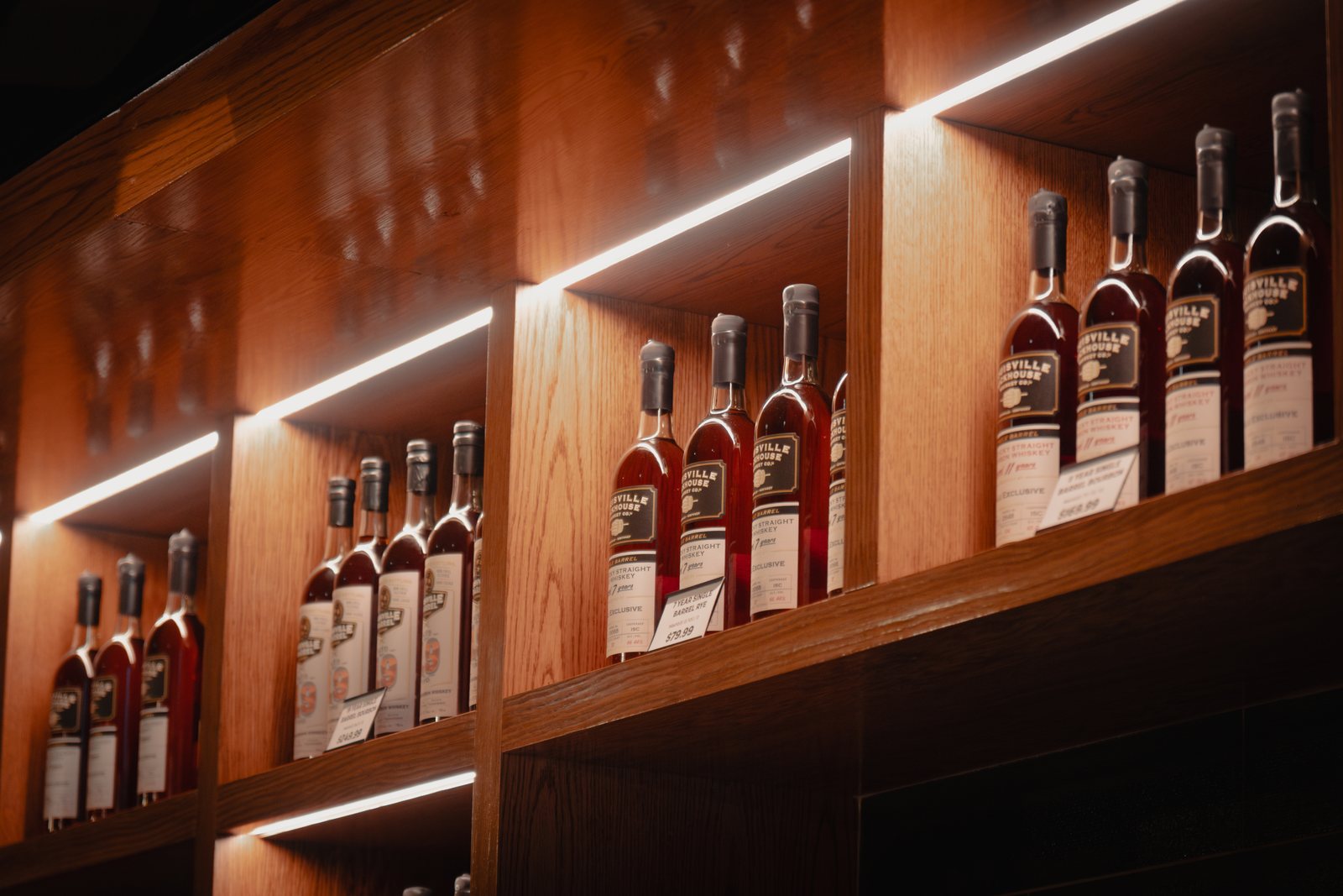 Louisville Rickhouse single-barrel bottle wall