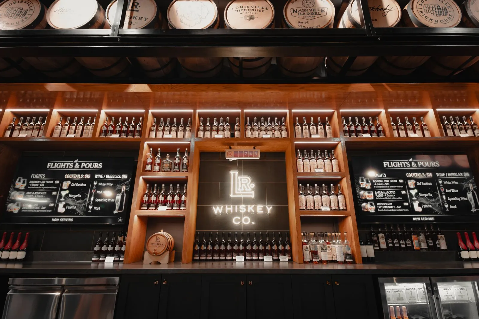 Louisville Rickhouse single-barrel bottle wall